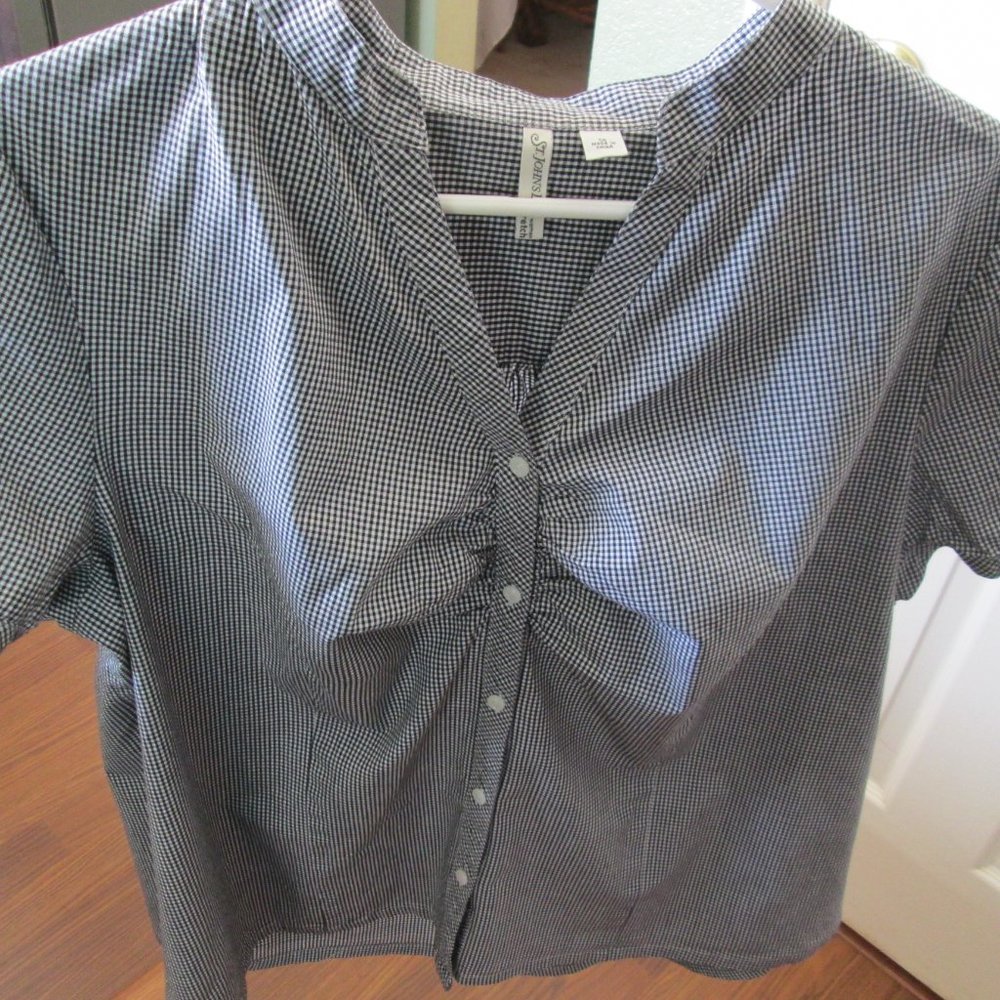 Shirt, Size 1X, checked blk and wht